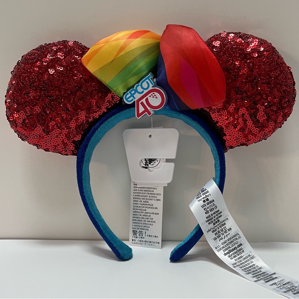 Disney Red Sequin Ears with Colorful Bow